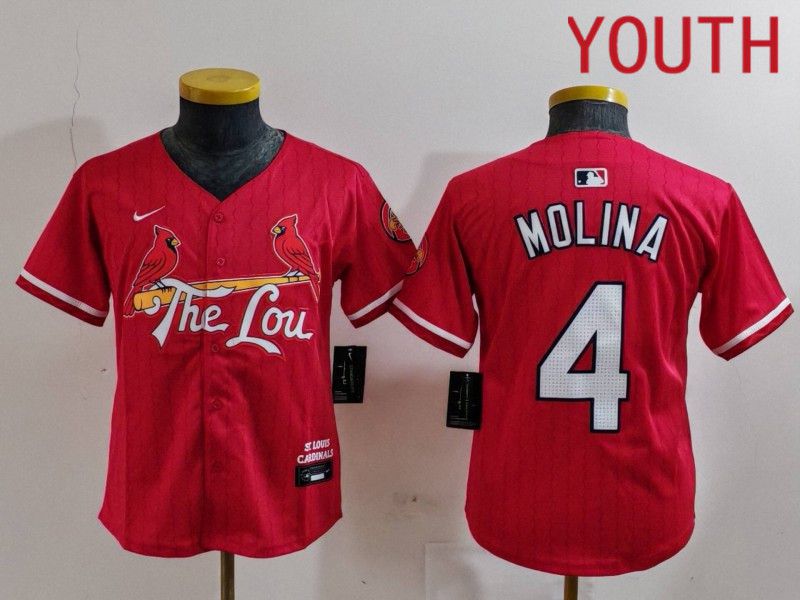 Youth St.Louis Cardinals 4 Molina Red City Edition 2024 Nike MLB Jersey style 729